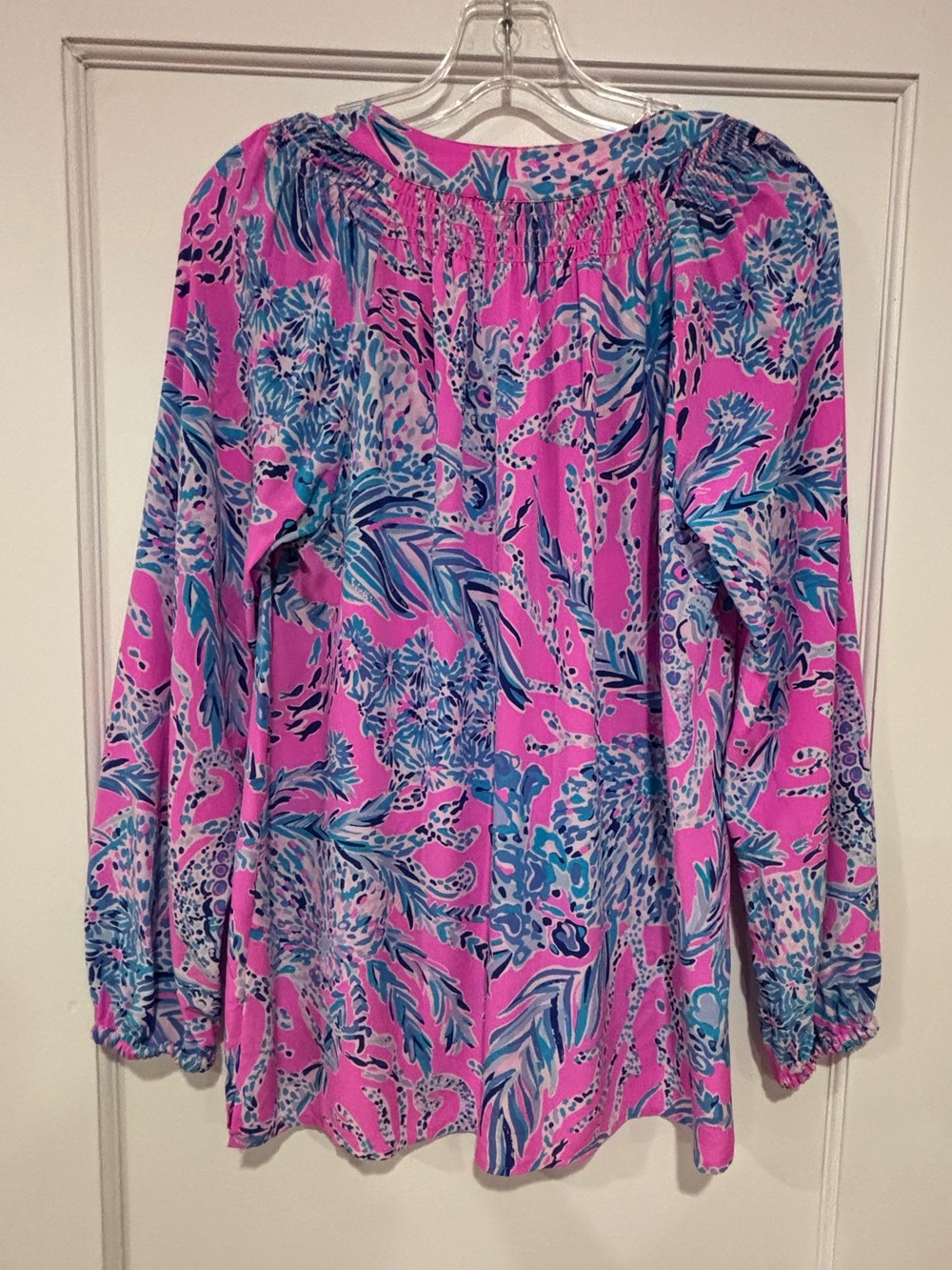 Lilly Pulitzer Elsa Silk Top Mandevilla Pink New Kids On The Dock Pink Blue S - Picture 9 of 13